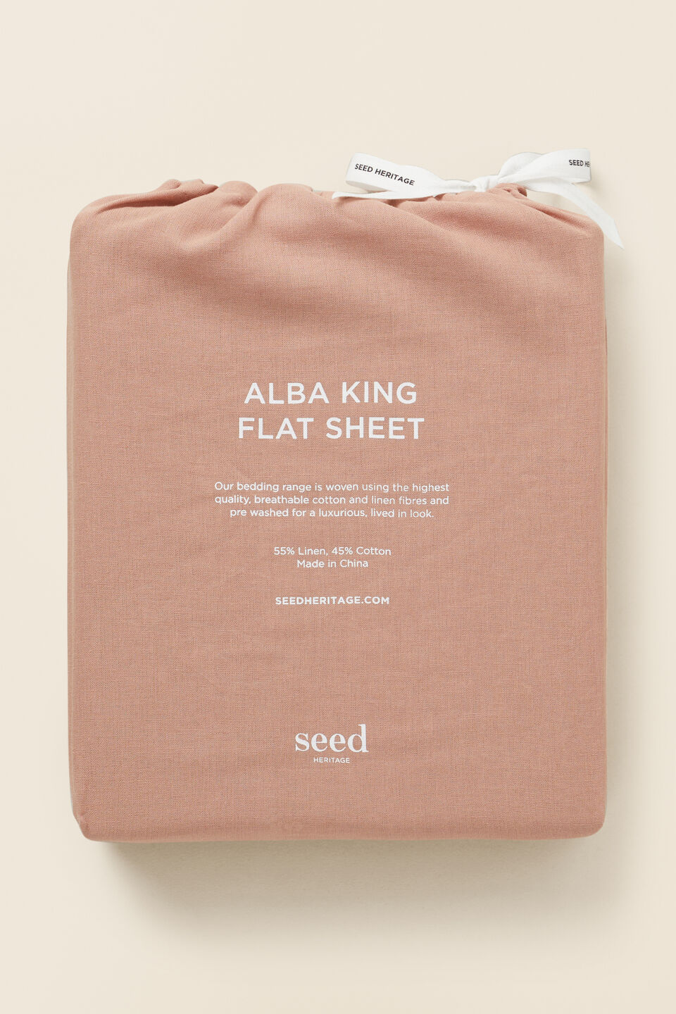 Alba Queen Flat Sheet  Chalk Pink