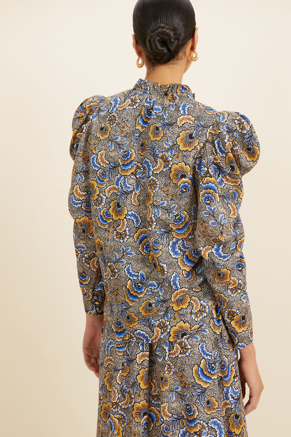 Floral Puff Sleeve Blouse  Turmeric Floral