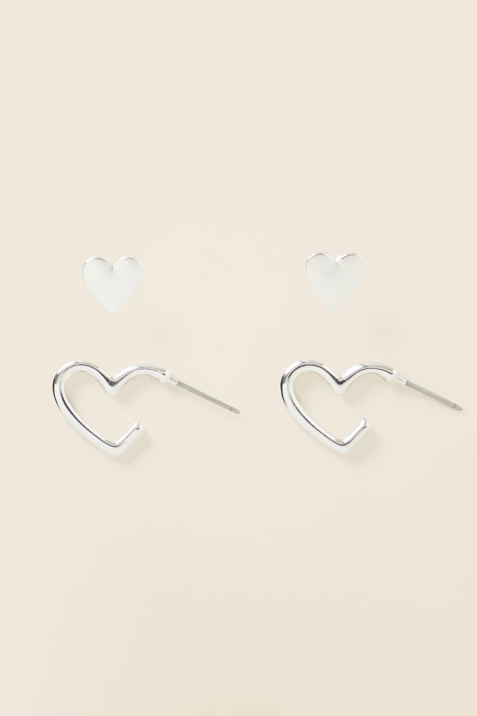 Heart Earring Pack  Silver
