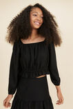Linen Frill Top  Black  hi-res
