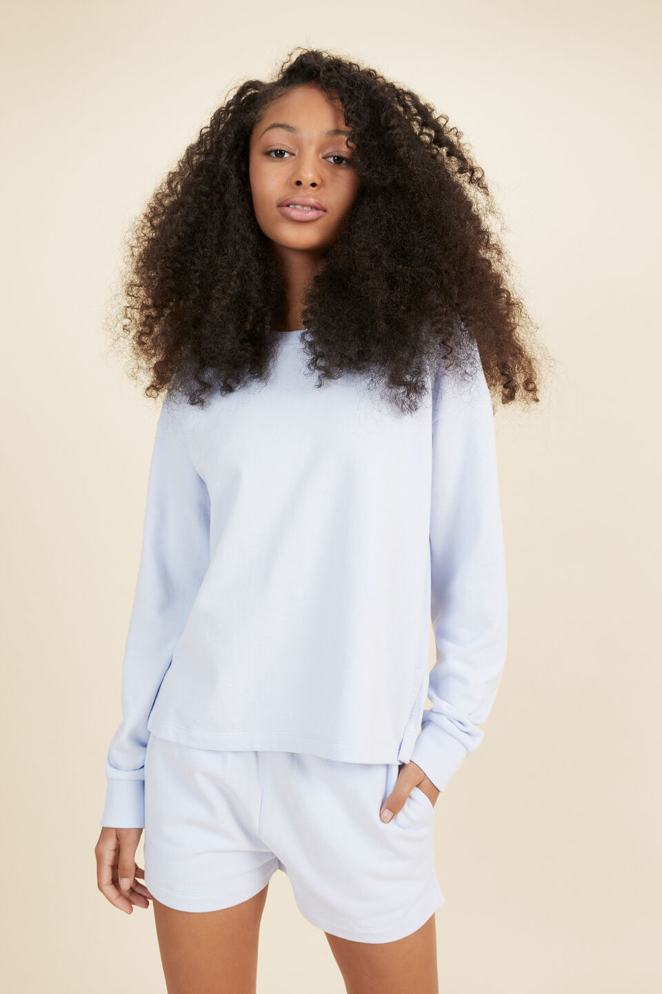 Split Hem Sweat  Baby Blue