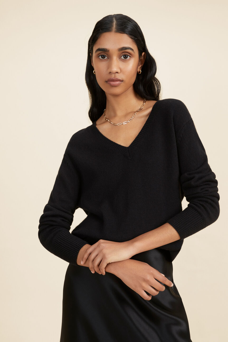 V Neck Sweater  Black