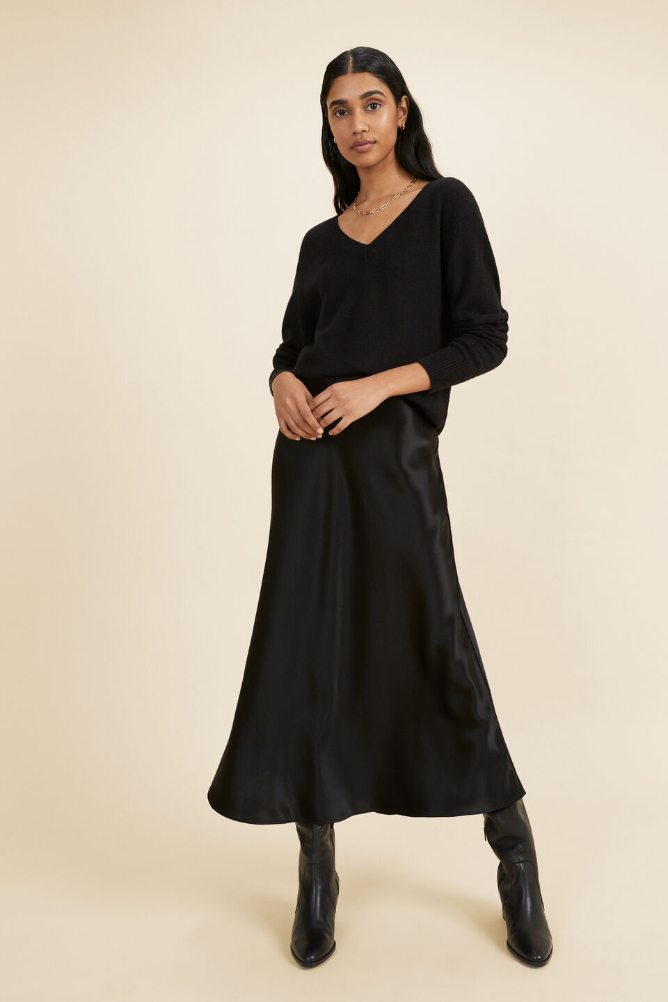 V Neck Sweater  Black