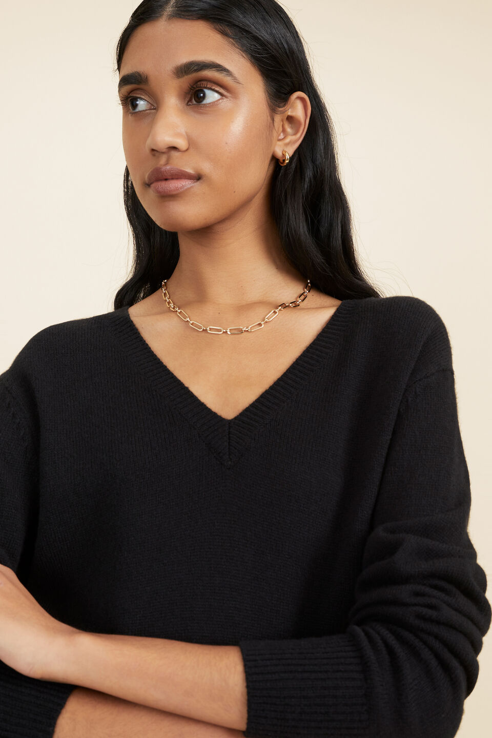 V Neck Sweater  Black