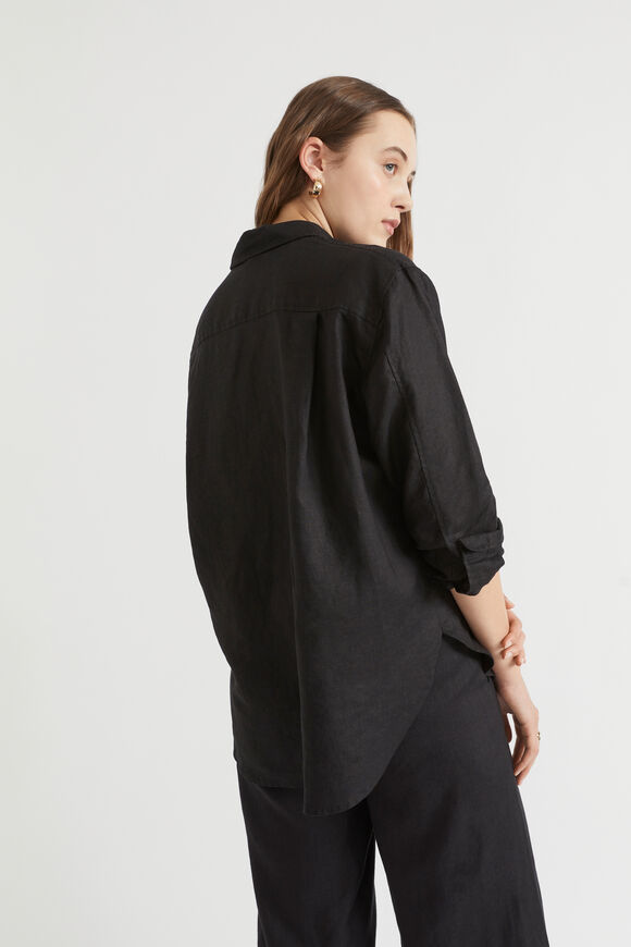 Core Linen Boyfriend Shirt  Black  hi-res