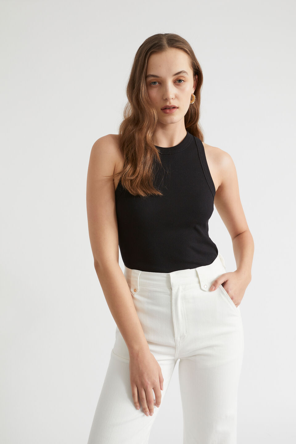 Fitted Rib Tank  Black