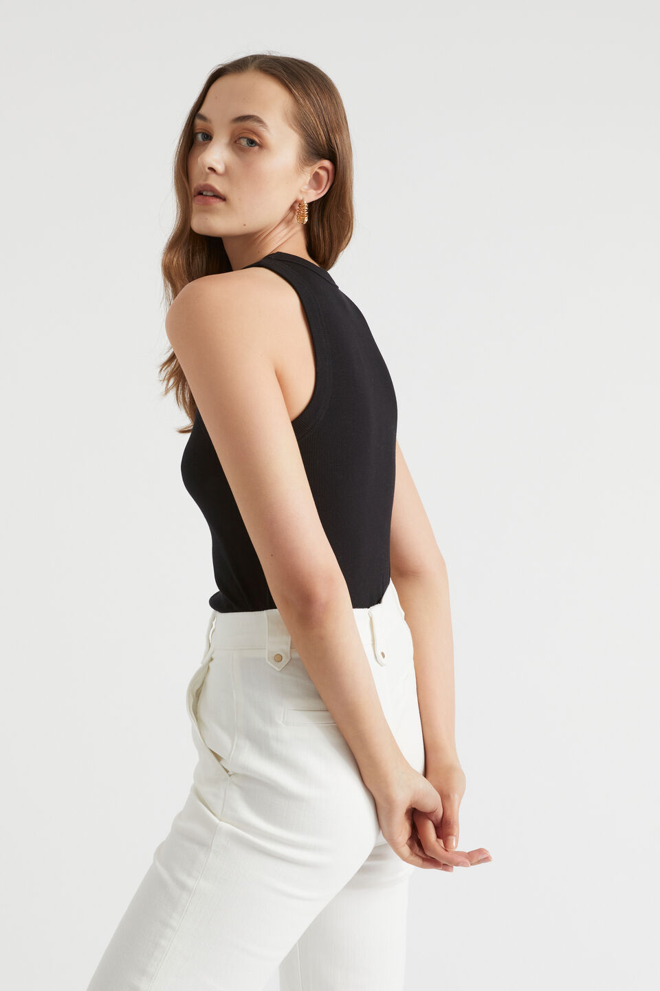 Fitted Rib Tank  Black