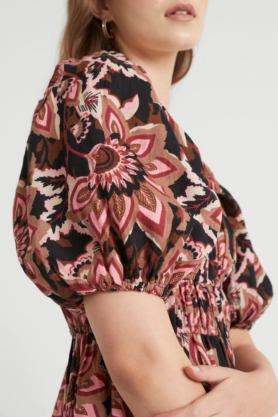 Puff Sleeve Mini Dress  Vintage Floral