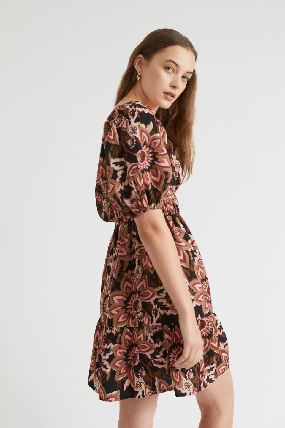 Puff Sleeve Mini Dress  Vintage Floral