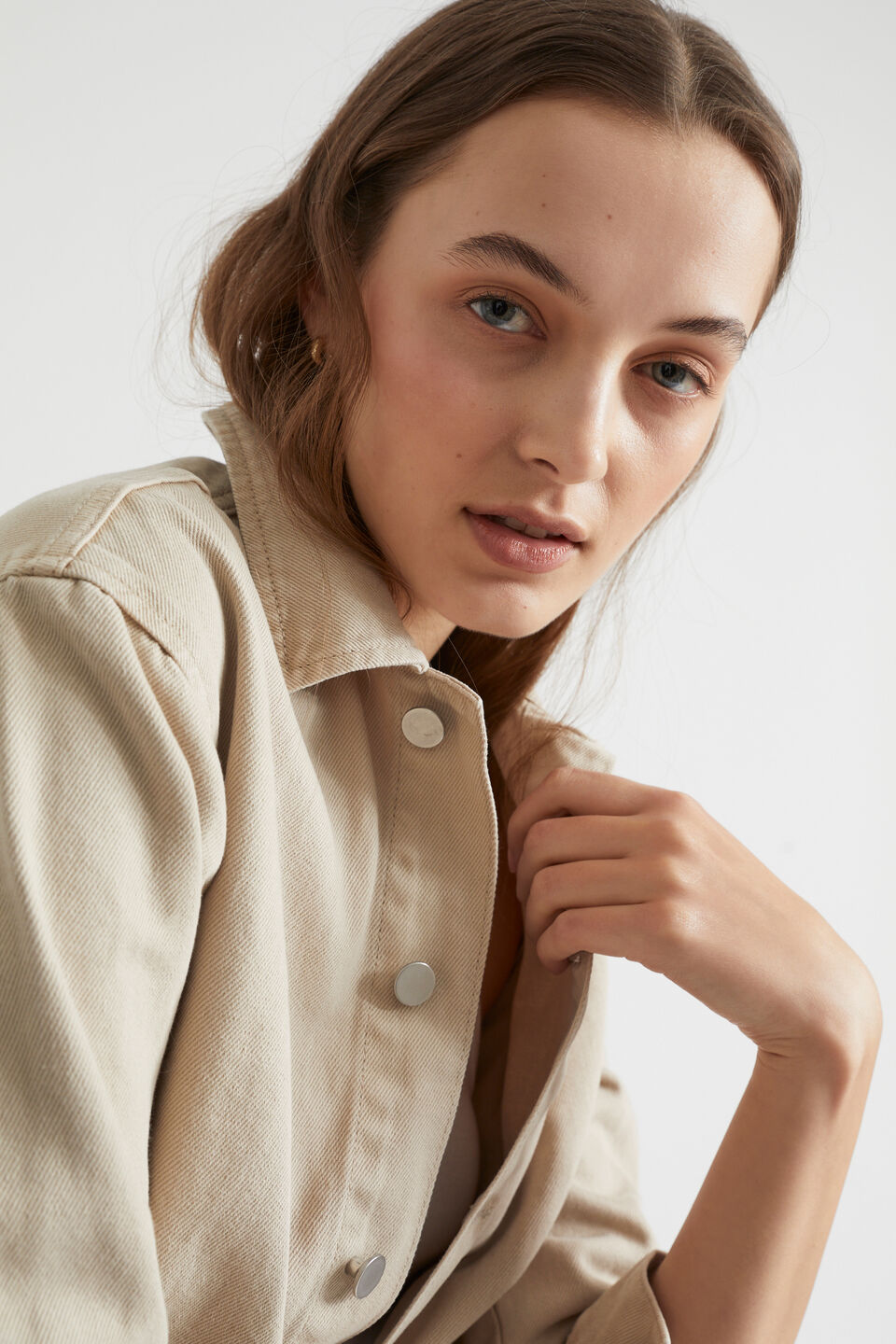 Denim Shacket  Soft Mink