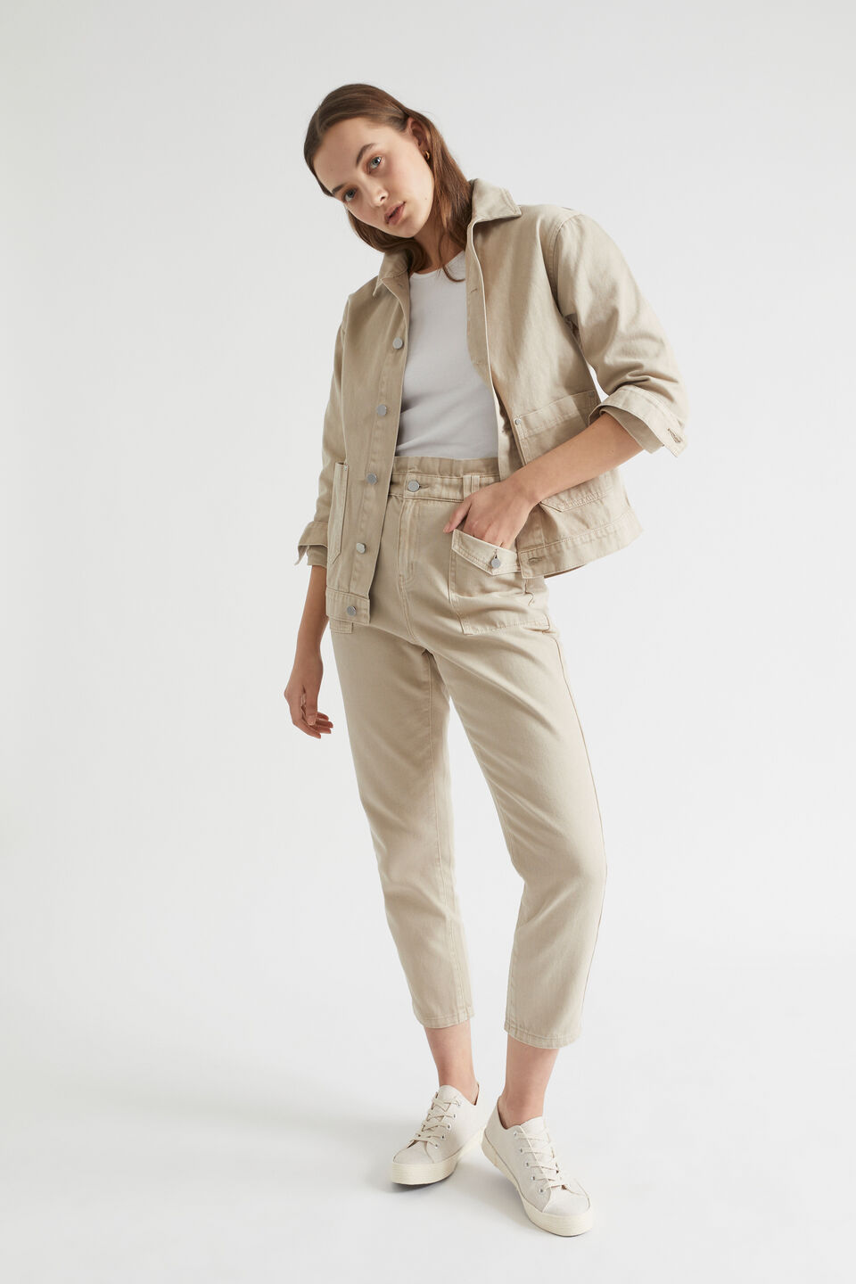 Denim Shacket  Soft Mink