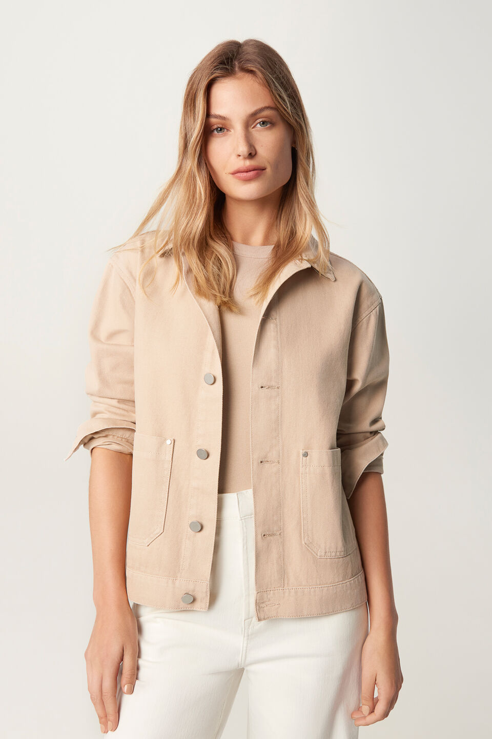 Denim Shacket  Soft Mink