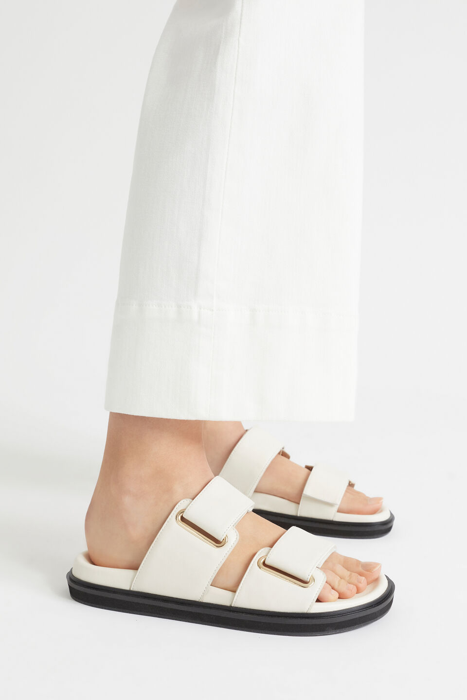 Phoebe Leather Footbed Slide  French Vanilla