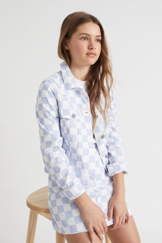 Check Denim Jacket  Sky Blue  hi-res