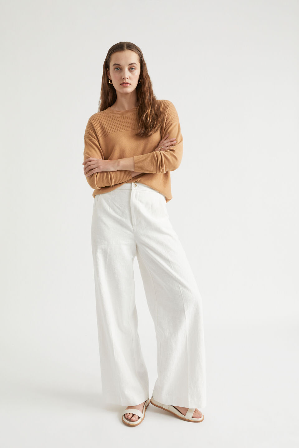 Rib Yoke Sweater  Light Toffee