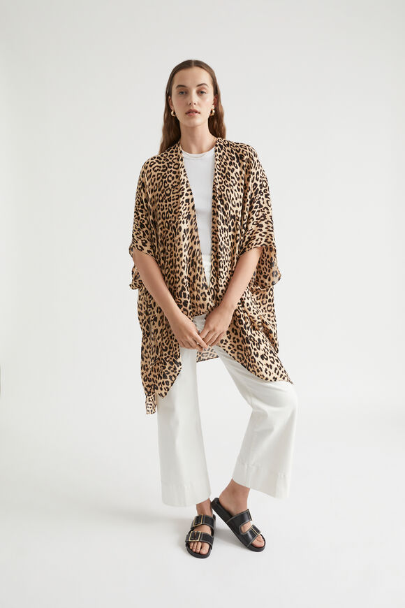 Lightweight Print Poncho  Natural Ocelot  hi-res