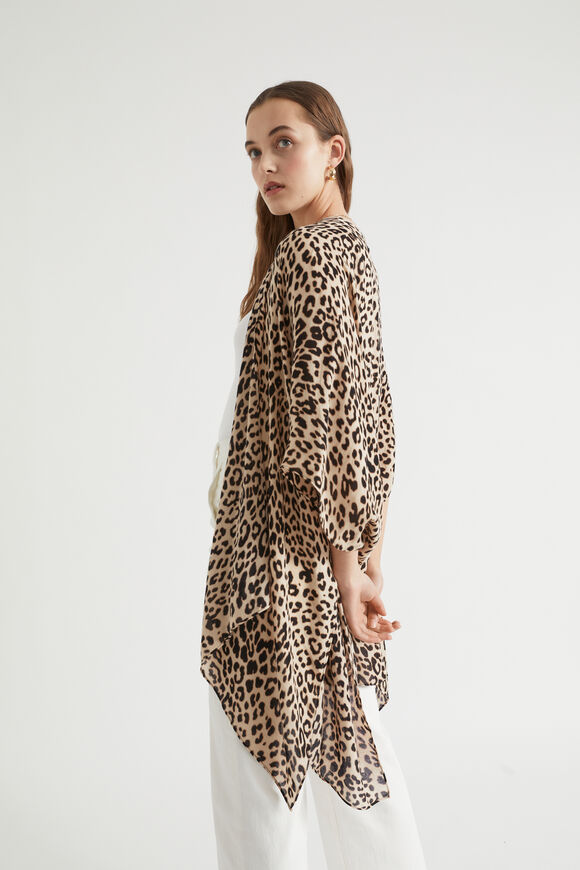 Lightweight Print Poncho  Natural Ocelot  hi-res