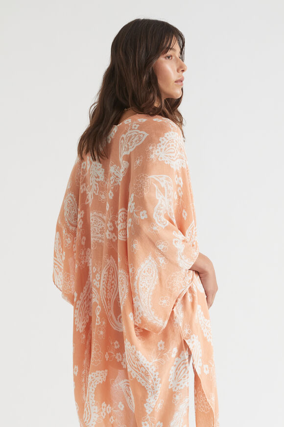 Lightweight Print Poncho  Peach Bloom  hi-res