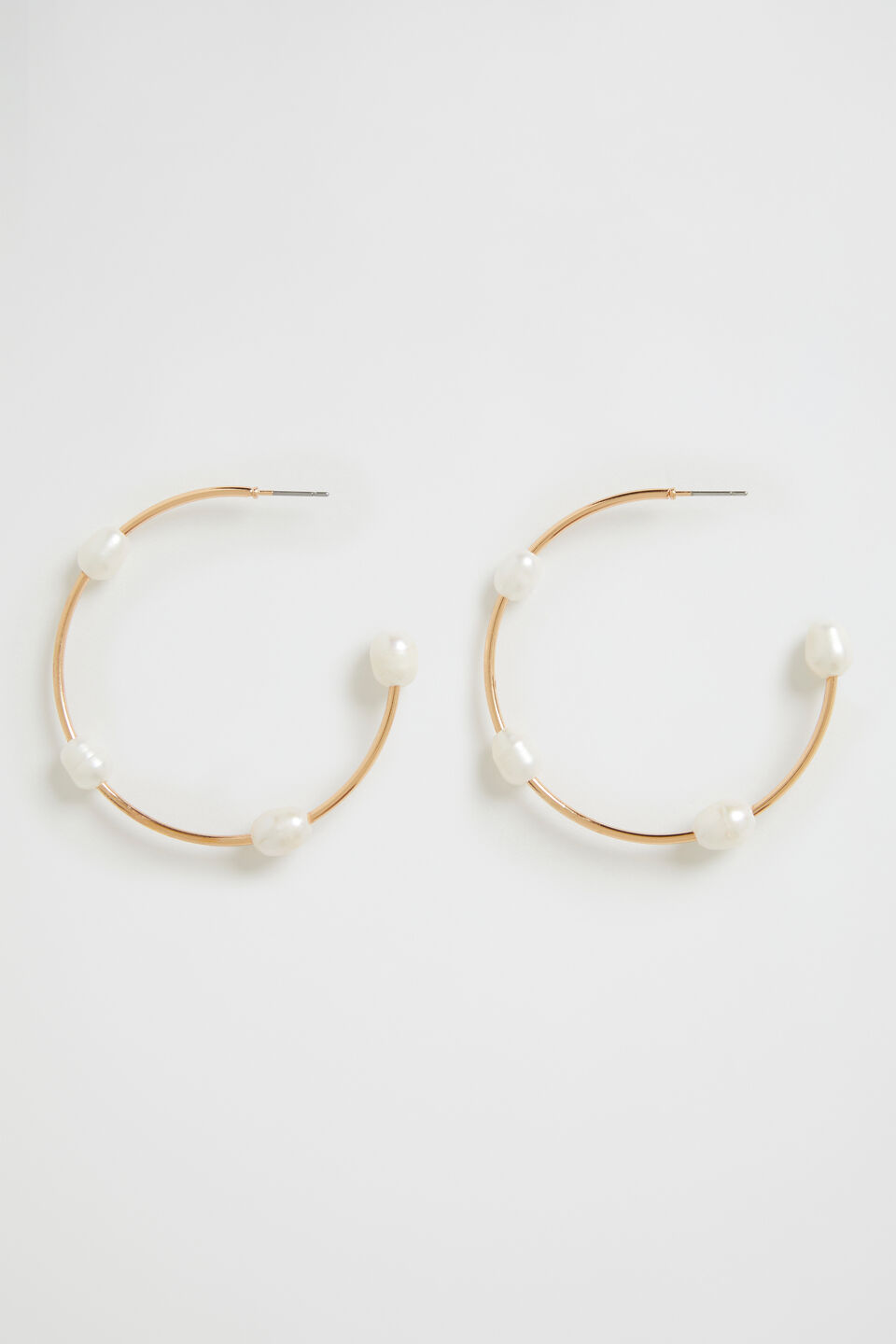 Stationed Pearl Hoop  Gold