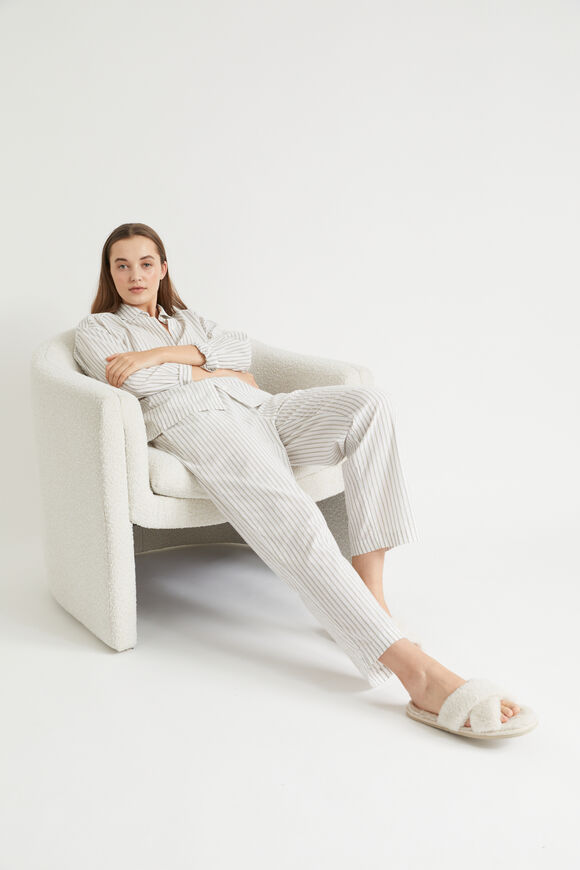 Cotton Sleep Shirt  Olive Stripe  hi-res