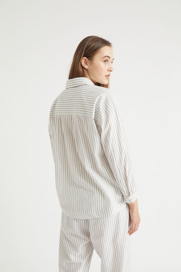 Cotton Sleep Shirt  Olive Stripe  hi-res