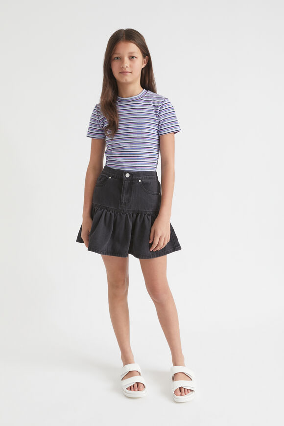Denim Frill Skirt  Washed Black  hi-res