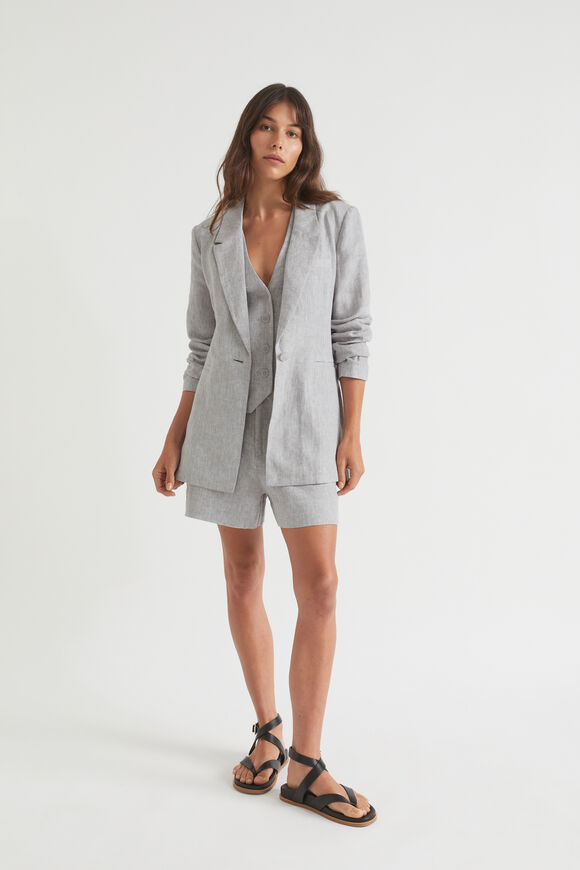 Linen High Waist Short  Grey Sky Cross Dye  hi-res