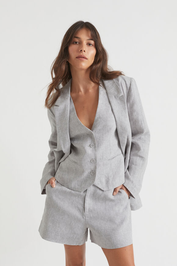 Linen High Waist Short  Grey Sky Cross Dye  hi-res