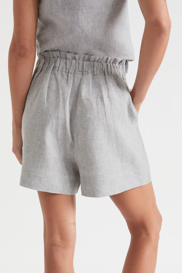 Linen High Waist Short  Grey Sky Cross Dye  hi-res