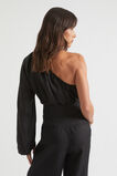 Linen One Shoulder Top  Black  hi-res