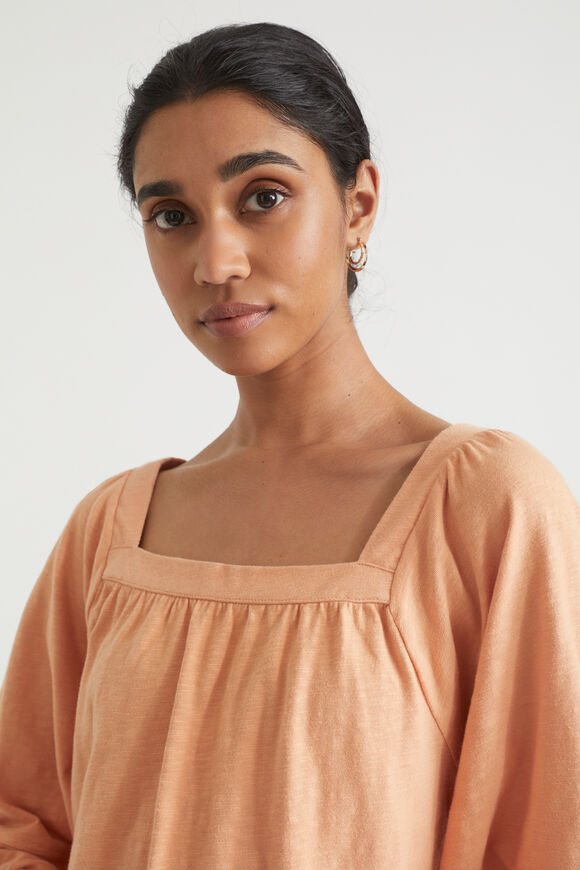 Square Neck Blouson Top  Peach Bloom  hi-res
