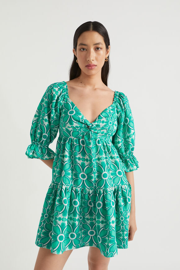 Linen Sweetheart Mini Dress  Jade Green Retro  hi-res