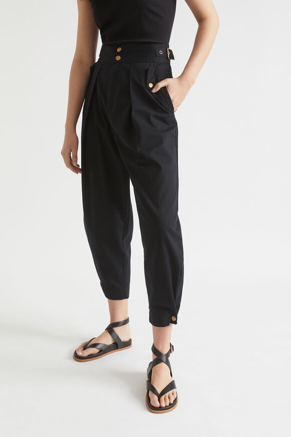 High Waist Buckle Pant  Black  hi-res