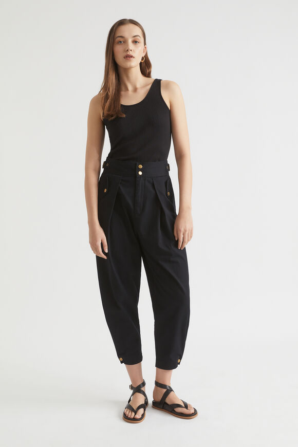 High Waist Buckle Pant  Black  hi-res