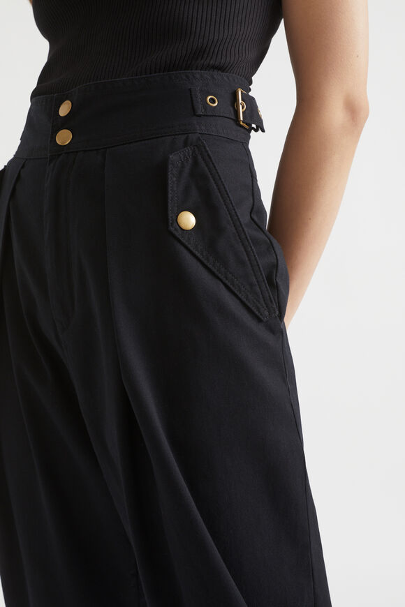 High Waist Buckle Pant  Black  hi-res
