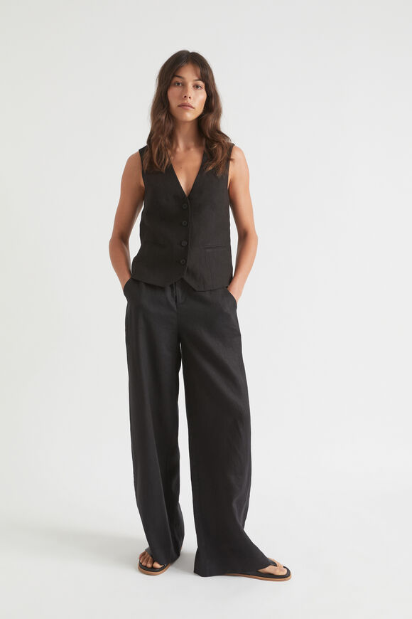 Linen Waistcoat  Black  hi-res