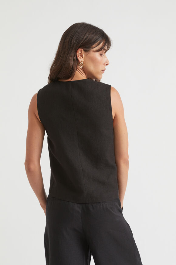 Linen Waistcoat  Black  hi-res