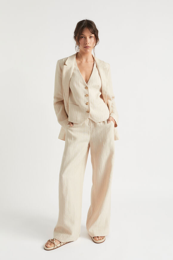 Linen Waistcoat  Magnolia Stripe  hi-res