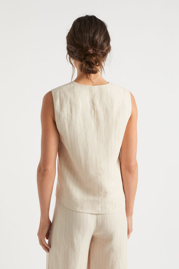 Linen Waistcoat  Magnolia Stripe  hi-res