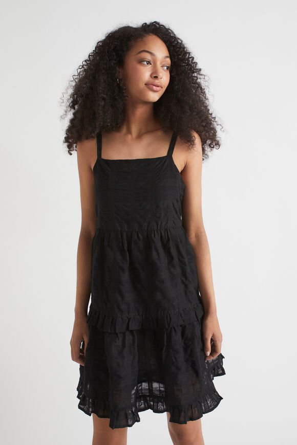 Textured Mini Dress  Black  hi-res
