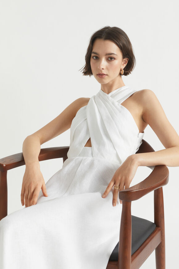 Linen Halter Midi Dress  Whisper White  hi-res