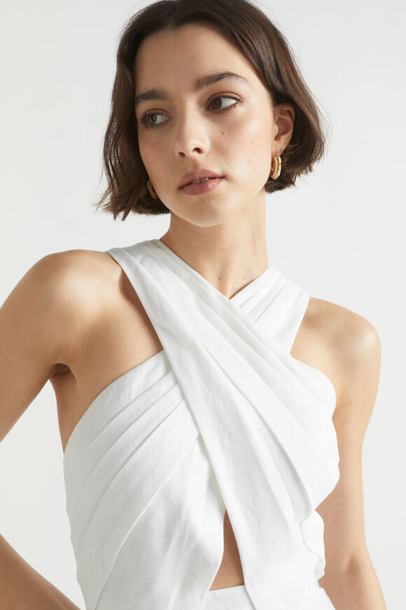 Linen Halter Midi Dress  Whisper White  hi-res