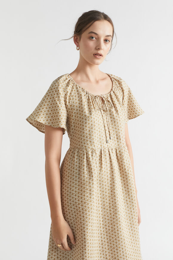 Geo Linen Midi Dress  Deep Bronze Geo  hi-res