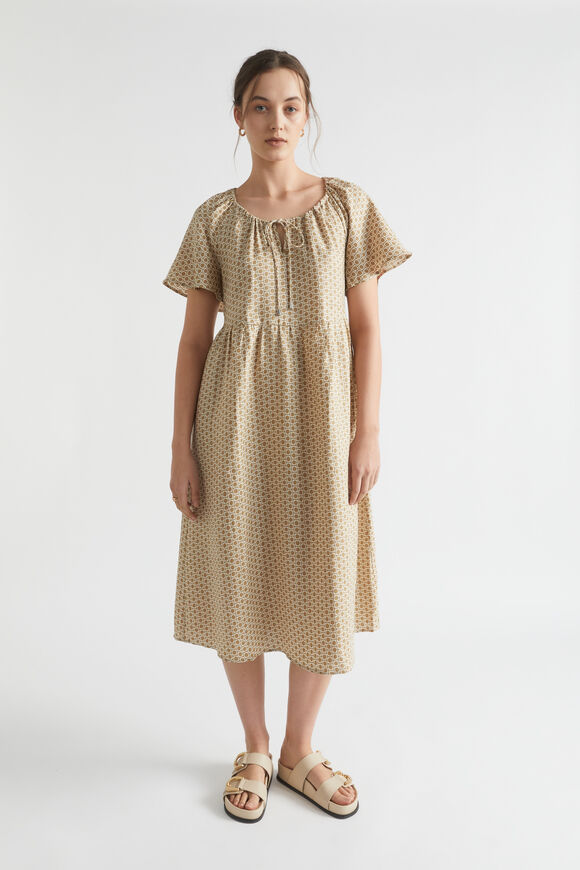 Geo Linen Midi Dress  Deep Bronze Geo  hi-res