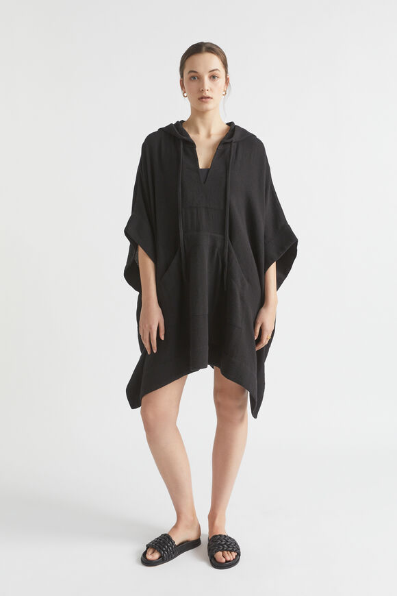 Lightweight Hooded Poncho  Black  hi-res