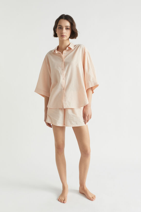 Cotton Linen Sleep Shirt  Blush  hi-res