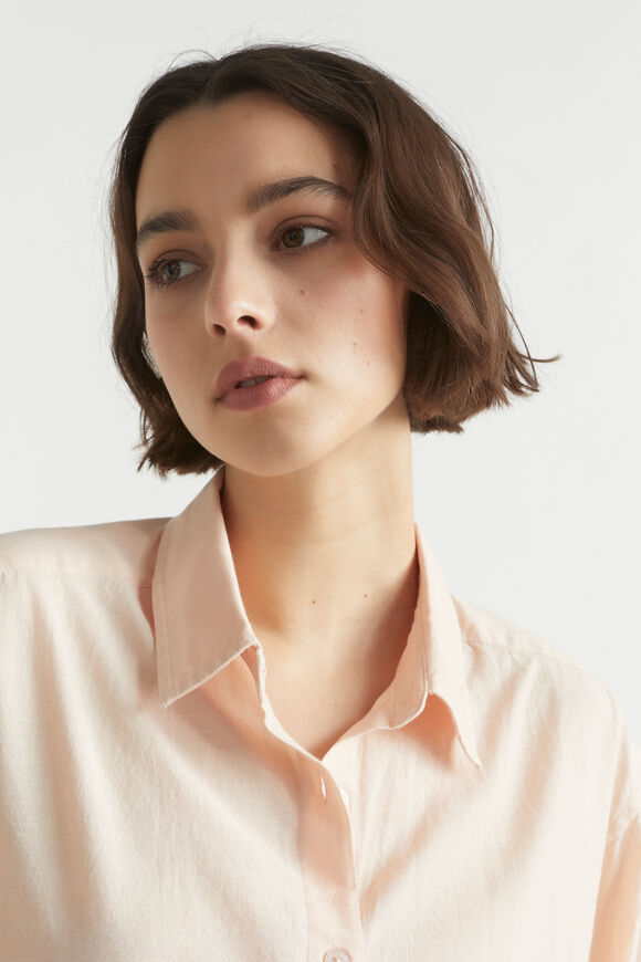 Cotton Linen Sleep Shirt  Blush  hi-res