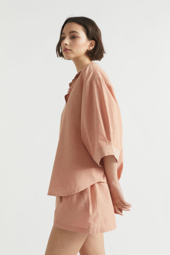 Cotton Linen Sleep Shirt  Terracotta  hi-res