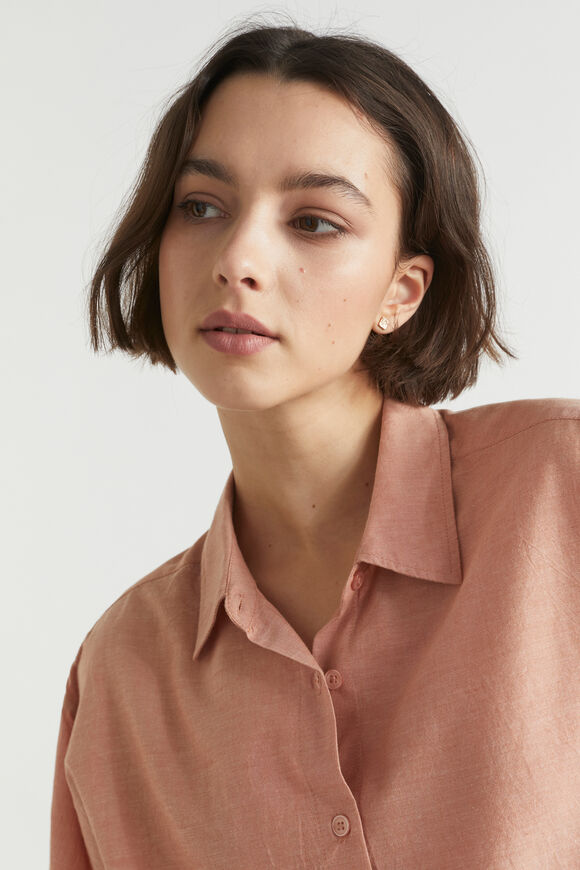 Cotton Linen Sleep Shirt  Terracotta  hi-res