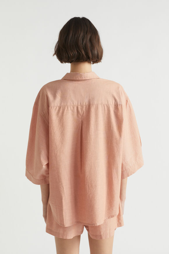 Cotton Linen Sleep Shirt  Terracotta  hi-res
